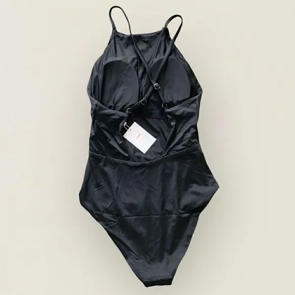 Andie Swim The Asbury One Piece Glossy Eco Nylon Black Classic Size M NWT - Picture 5 of 8